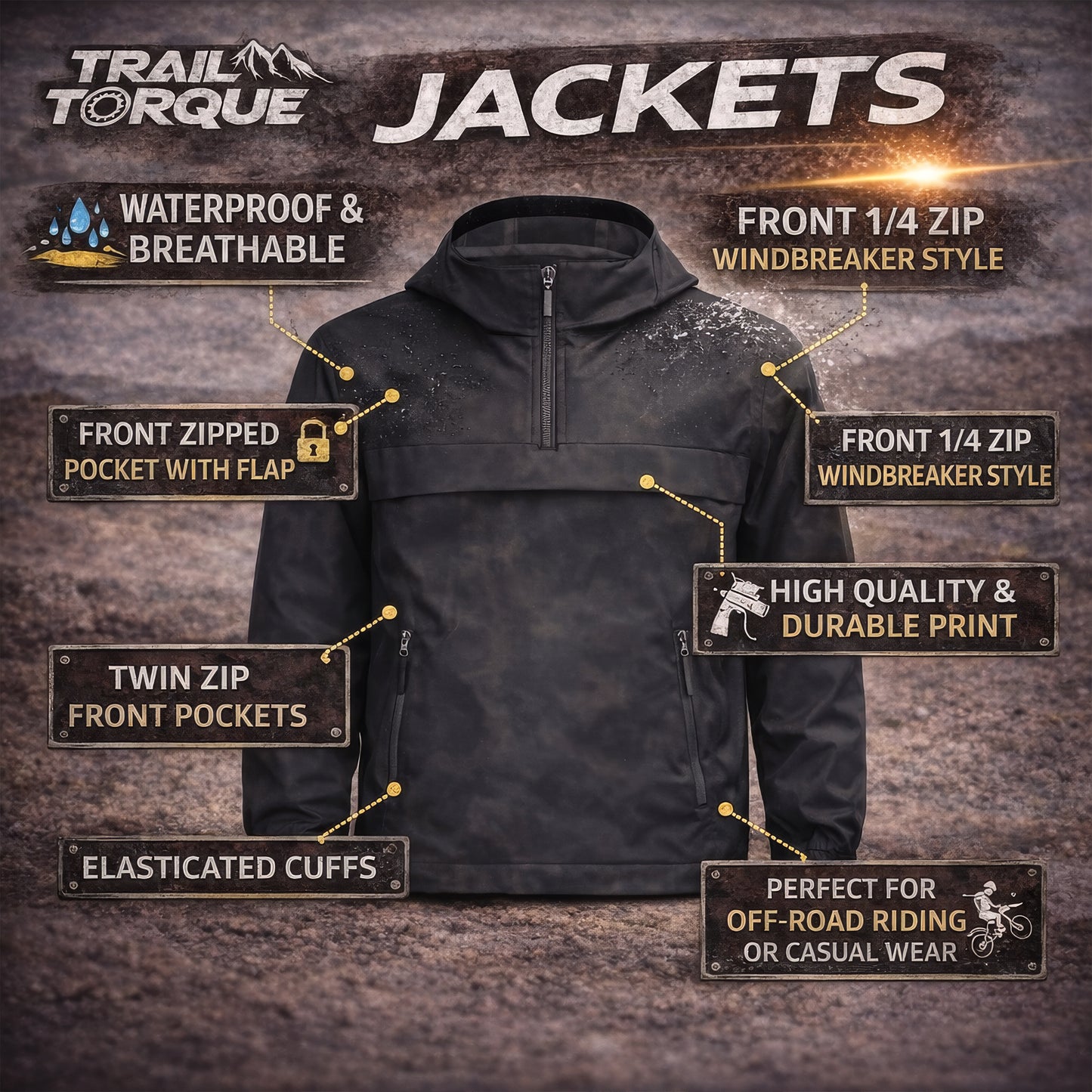 Trail Torque Classic Logo 1/4 Waterproof Jacket