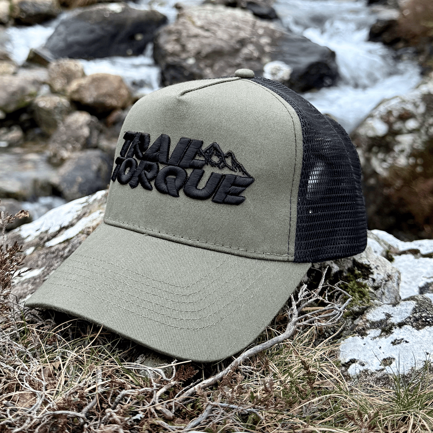 Embroidered Trail Torque Trucker Cap
